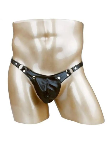 BUCKLED BULGE POUCH FLAX LEATHER JOCKSTRAP