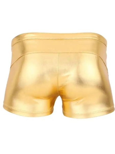 MEN'S DRAWSTRING SHINY PATENT LEATHER BOXER SHORTS - GOLD