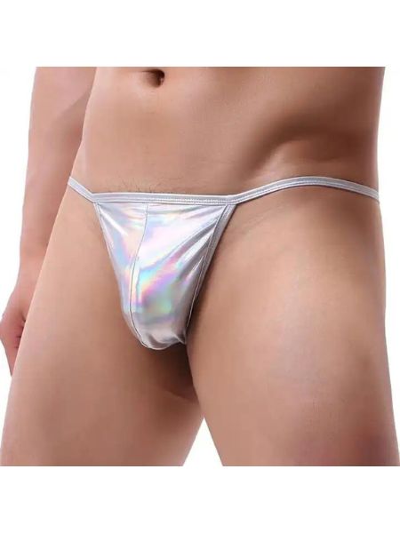 SHINY LOW RISE BULGE POUCH T-BACK G-STRING