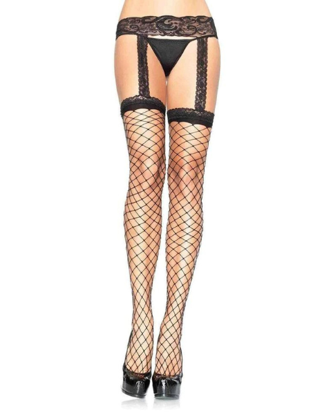 LACE TOP STOCKING WITH ATTACHED GARTER BELT