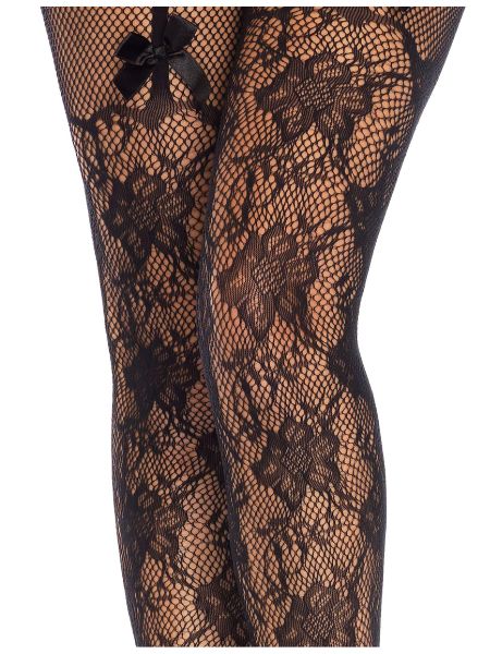 LACY SUSPENDER CROTCHLESS TIGHTS