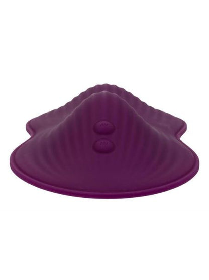 REMOTE CONTROL DUAL RIDER RECHARGEABLE SILICONE MASSAGER - PURPLE