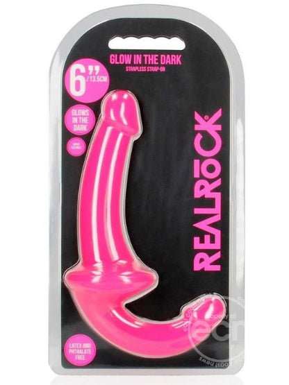 STRAPLESS STRAP-ON GLOW IN THEDARK DILDO 6 INCH - PINK