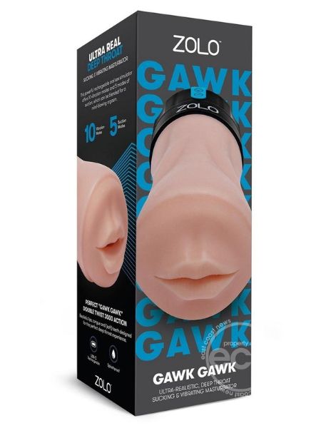 RECHARGEABLE SILICONE VIBRATING DEEP THROAT BLOWBOT MASTURBATOR - CARAMEL/BLACK