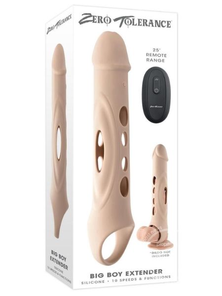 EXTENDER RECHARGEABLE SILICONE PENIS EXTENSION WITH REMOTE - VANILLA
