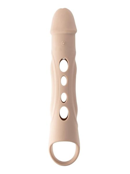 EXTENDER RECHARGEABLE SILICONE PENIS EXTENSION WITH REMOTE - VANILLA