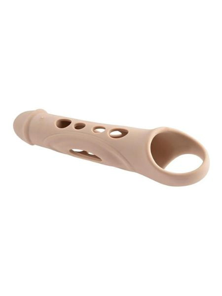 EXTENDER RECHARGEABLE SILICONE PENIS EXTENSION WITH REMOTE - VANILLA