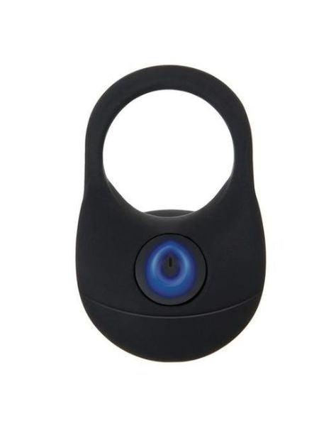 RECHARGEABLE SILICONE VIBRATING COCK RING WITH LONG BULLET - BLACK