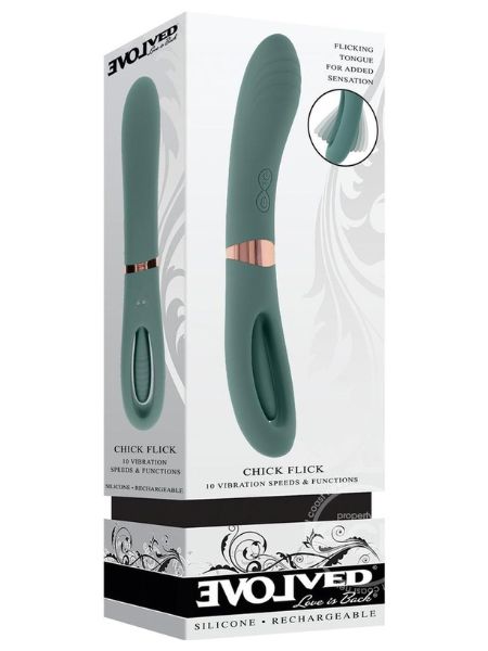 CHICK FLICK RECHARGEABLE SILICOE DUAL VIBRATOR -  GREEN