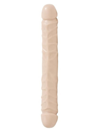 VEINED DOUBLE HEADER BENDER DILDO 12 IN - VANILLA