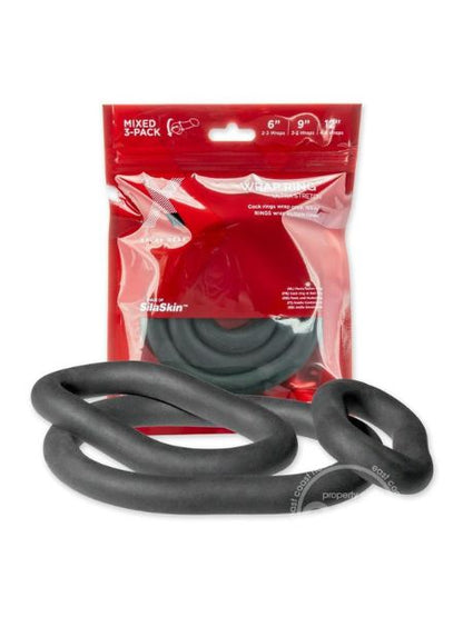 XPLAY MIX PACK WRAP RING SILICONE SLIM 6,9,12, INCH ( 3 PACK ) - BLACK