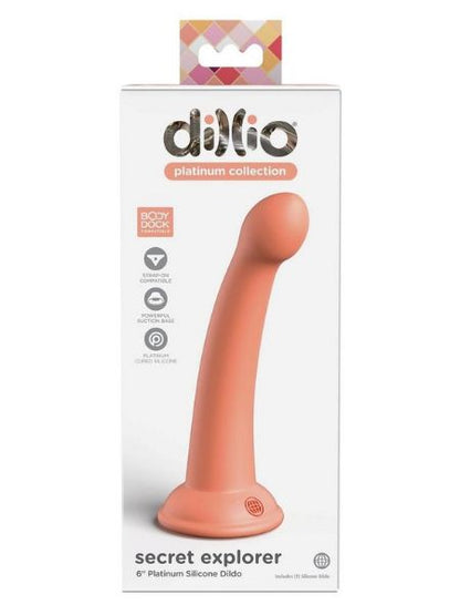 PLATINUM SECRET EXPLORER SILICONE DILDO 6 IN - ORANGE