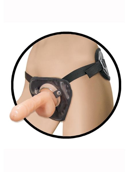 NATURAL REALSKIN SQUIRTING PENIS WITH ADJUSTABLE HARNESS 8IN - VANILLA