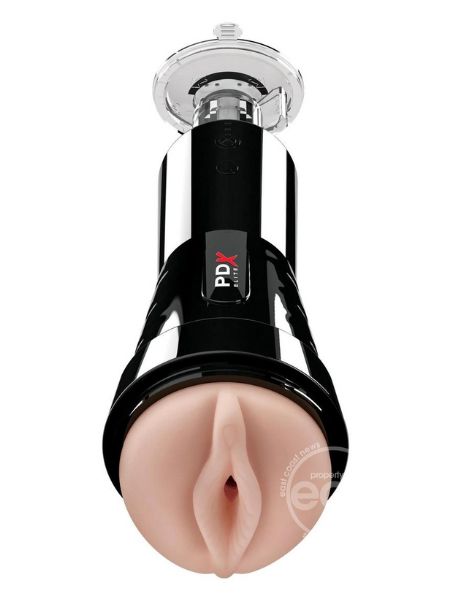 RECHARGEABLE COCK COMPRESSOR VIBRATING MASTURBATOR - PUSSY - VANILLA