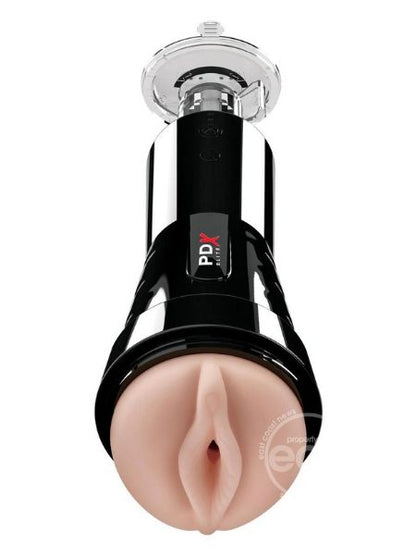 RECHARGEABLE COCK COMPRESSOR VIBRATING MASTURBATOR - PUSSY - VANILLA