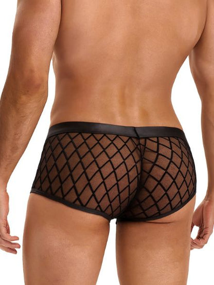 BLACK SEXY SHEER BOXER UNDERWEAR