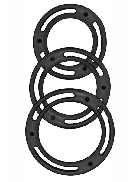 SILICONE COCK RINGS ( 3 PIECE SET ) - BLACK