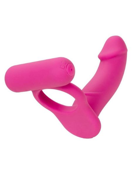 SILICONE RECHARGEABLE DOUBLE DIVER COUPLES RING - PINK