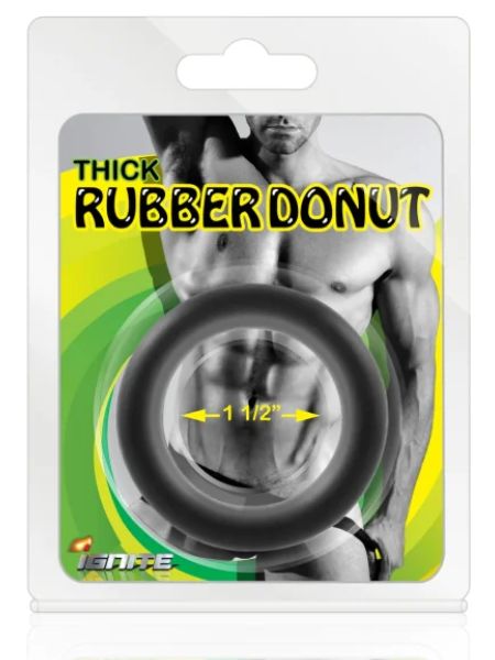 RUBBER DONUT COCK RING - 1.5 IN -BLACK