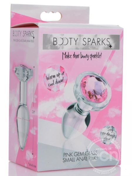 BOOTY SPARKS PINK GEM GLASS ANAL PLUG