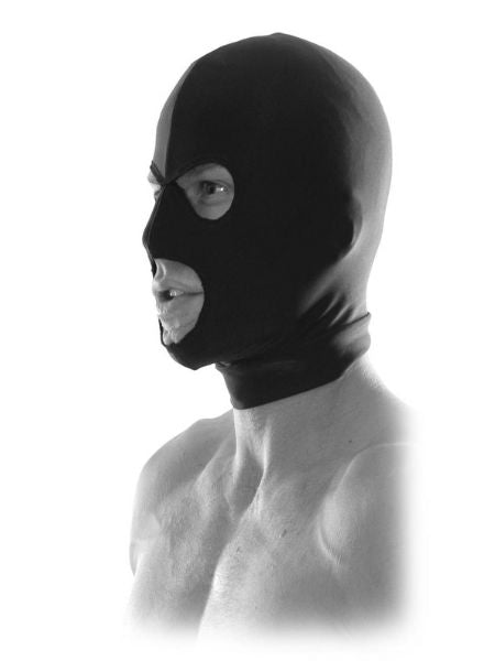 FETISH FANTASY SPANDEX 3 HOLE HOOD - BLACK