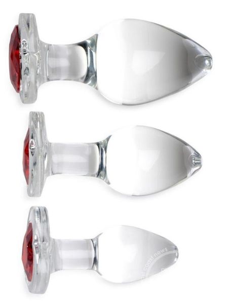 BOOTY SPARKS RED HEART GEM GLASS PLUG SET 3 PC