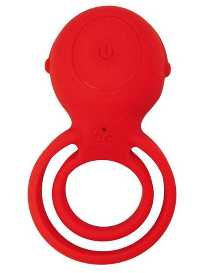 VIBRATING RECHARGEABLE SILICONE COCK RING - RED