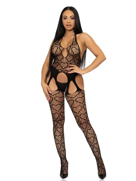 HEART NET SUSPENDER BODY STOCKING