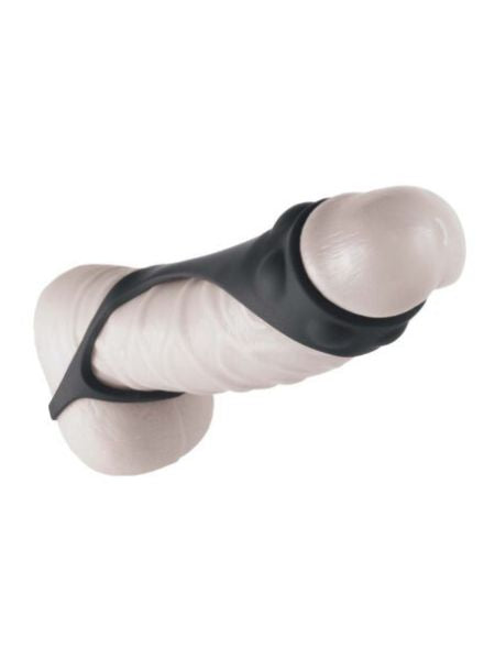 ENHANCER TEXTURED COCK STRAP & BALL STRETCHER-BLACK