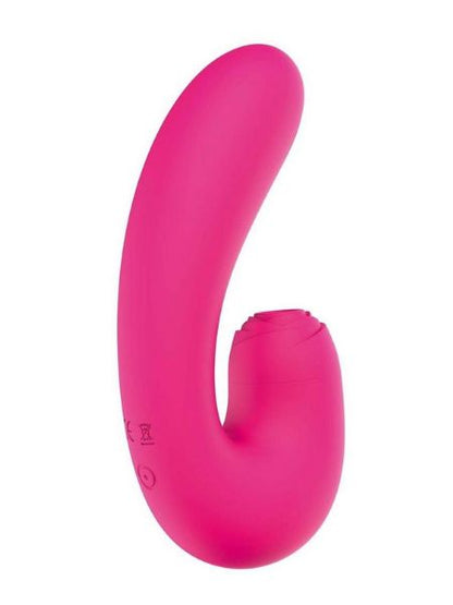 SUCTION THUMPER RECHARGEABLE SILICONE VIBRATOR CLITORAL STIMULATOR - PINK