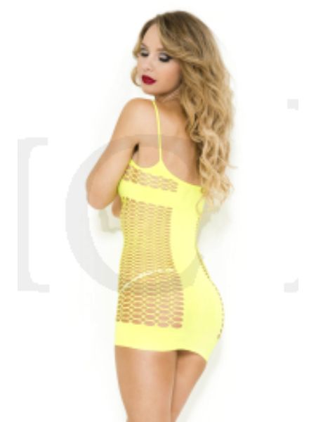 NET DRESS WITH OPAQUE CENTER PANEL