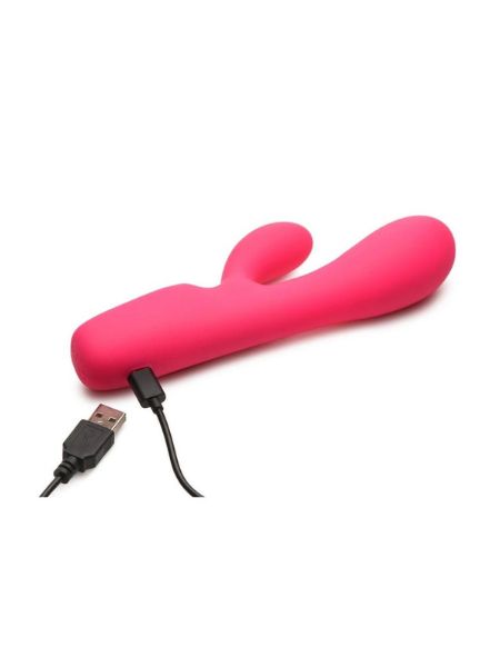 DIGITAL RECHARGEABLE SILICONE RABBIT VIBRATOR - PINK