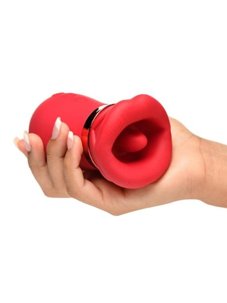 KISSING, SUCKING & VIBRATING RECHARGEABLE SILICONE CLITORAL VIBRATOR - RED