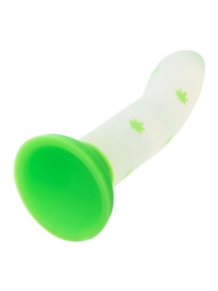 GLOW IN THE DARK DILDO WITH SUCTION BASE - GREEN LEAF