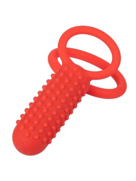 COUPLE'S ENHANCERS SILICONE RECHARGEABLE VERTICAL DUAL ENHANCER - RED