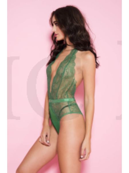 HALTER LACE TEDDY WITH WAISTBAND AND A CHEEKY BACK