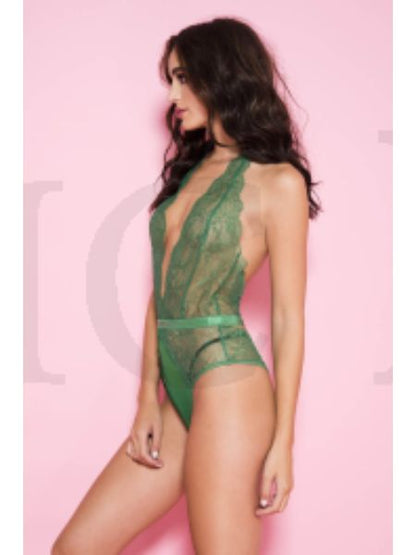 HALTER LACE TEDDY WITH WAISTBAND AND A CHEEKY BACK