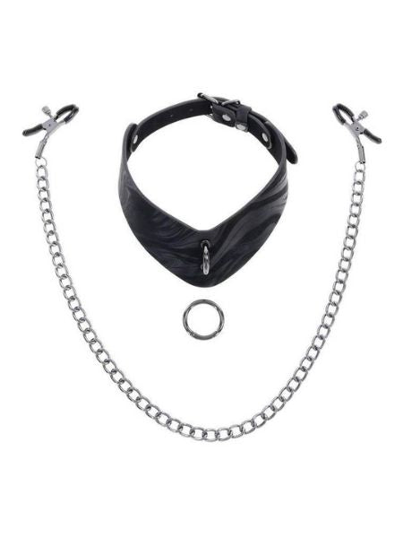 VELVET NOIR COLLAR & REMOVABLE CLAMPS - BLACK