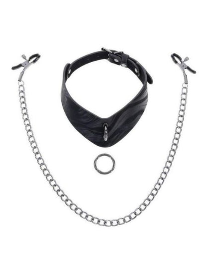 VELVET NOIR COLLAR & REMOVABLE CLAMPS - BLACK