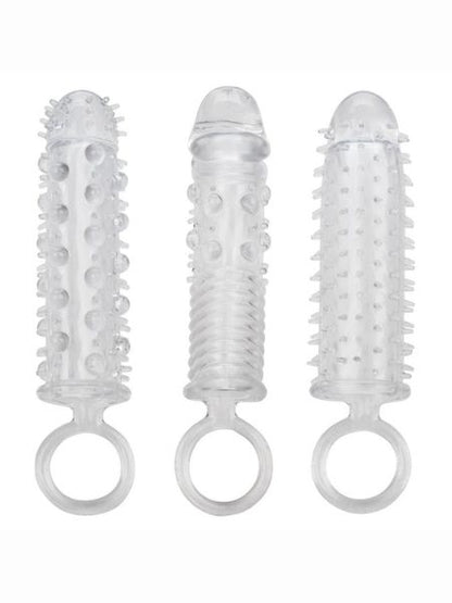TEXTURED EXTENSION SET PENIS SLEEVES ( 3 PICES ) - CLEAR