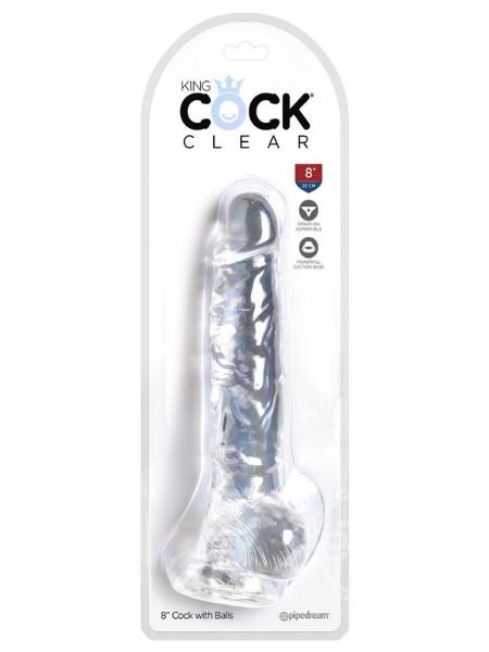 CLEAR DILDO WITH BALLS 8 INCH