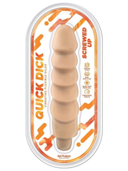 SCREWED UP QUICK DICK VIBRATING FLEX DILDO 8 IN - VANILLA