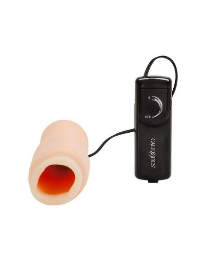 VIBRATING ORO SIMULATOR MASTURBATOR WITH WITH WIRED WIRED REMOTE CONTROL - VANILLA
