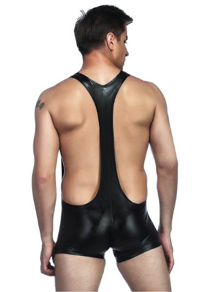 PU LEATHER MEN BODYSUIT UNDERWEAR