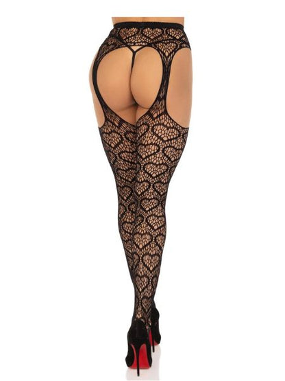 HEART NET SUSPENDER PANTYHOSE