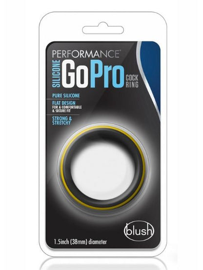 SILICONE GO PRO COCK RING - BLACK/GOLD