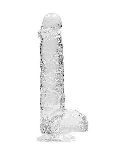 CRYSTAL CLEAR DILDO WITH BALLS 6 INCH