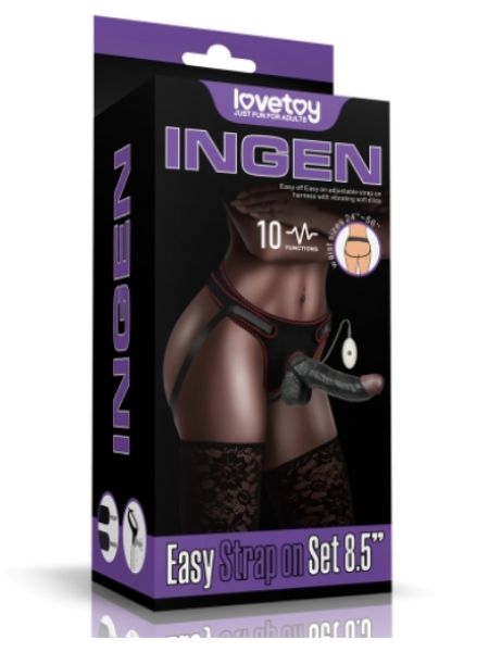 VIBRATING EASY STRAPON SET 8.5 INCH - BLACK
