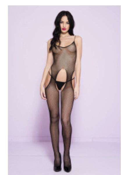 SEAMLESS FISHNET SUSPENDER BODYSTOCKING