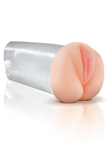 PIPEDREAM EXTREME TOYZ DELUXE SEE-THRU STROKER MASTURBATOR - PUSSY AND BUTT - CLEAR/PINK